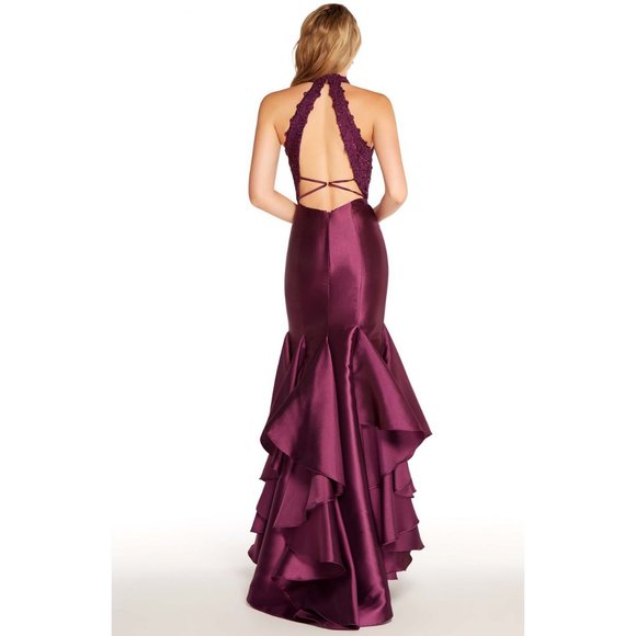 Alyce 60058 Aubergine Mermaid Halter Dress - Picture 2 of 5